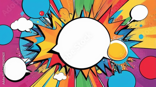 Colorful pop art background with white copy space