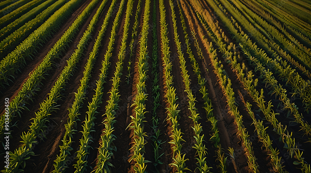 an artistic landscape featuring neat rows of crops in a farm field, with a focus on geometric patterns and textures, reflecting the structured beauty of agriculture. an artistic landscape featuring neat rows of crops in a farm field, with a focus on geometric patterns and textures, reflecting the structured beauty of agriculture.