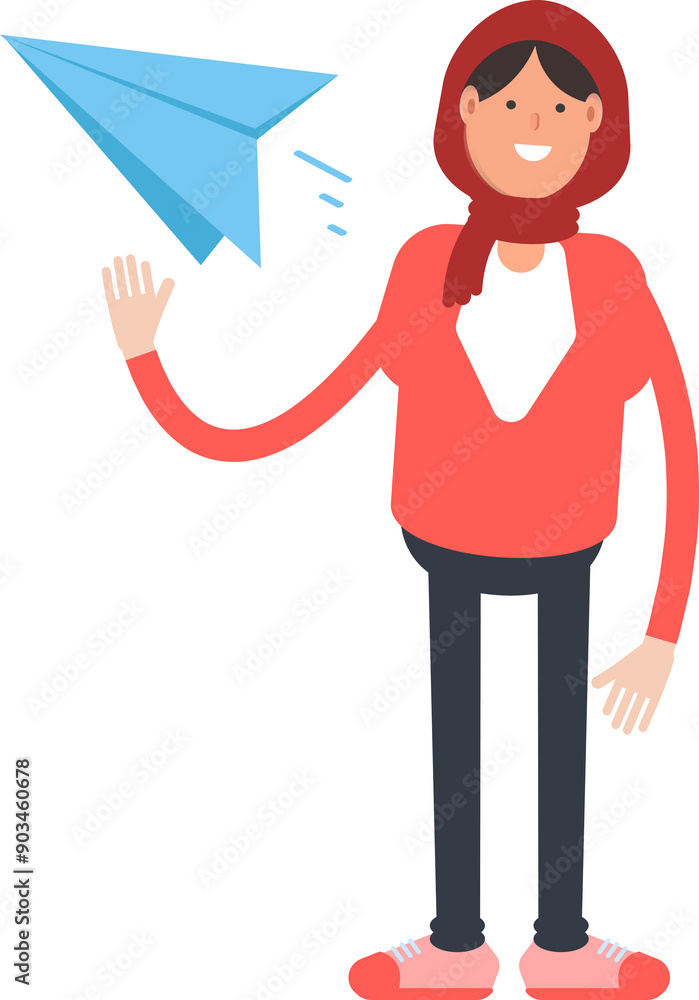 Arab Woman Character Holding Paper Plane
Arab Woman Character Holding Paper Plane