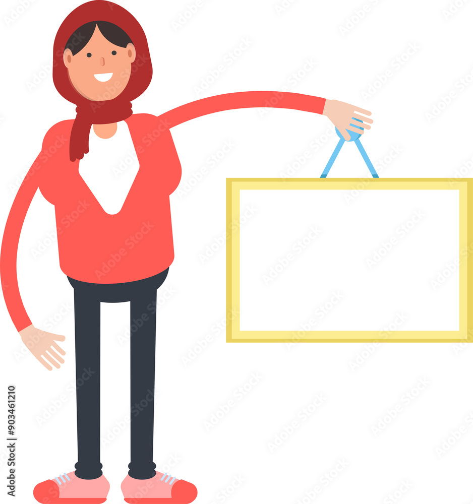 Arab Woman Character Holding Blank Signage
Arab Woman Character Holding Blank Signage