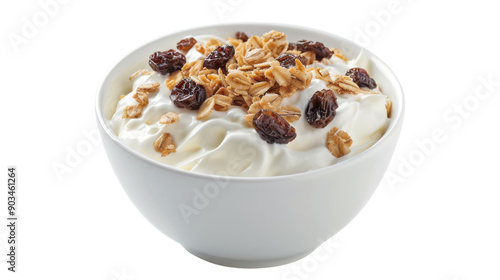 Granola with yogurt on transparent background