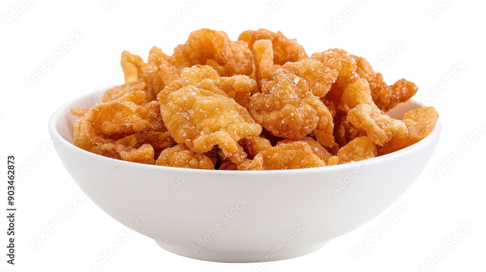 Bowl of pork rinds on transparent background Bowl of pork rinds on transparent background