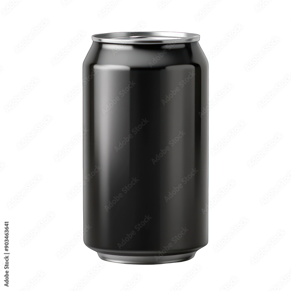 Black soda can mockup front view isolated on transparent background Black soda can mockup front view isolated on transparent background