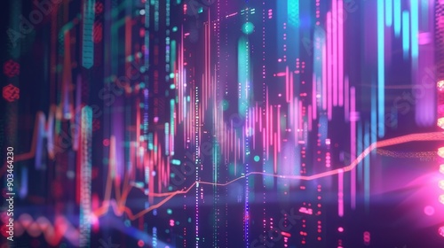 Abstract representation of financial growth with glowing graphs