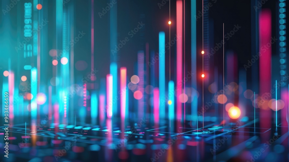 Abstract representation of financial growth with glowing graphs Abstract representation of financial growth with glowing graphs