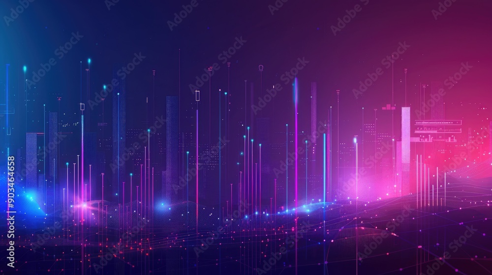 Abstract representation of financial growth with glowing graphs Abstract representation of financial growth with glowing graphs