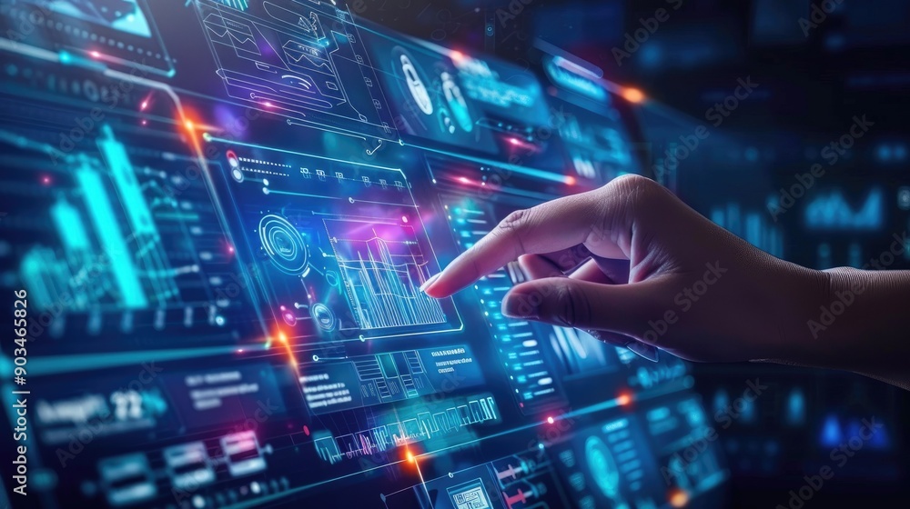 Digital business development chart with interactive elements Digital business development chart with interactive elements