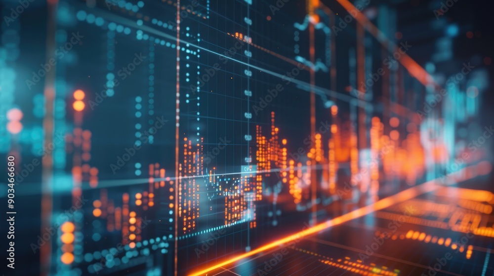 Digital data analysis with dynamic, glowing visuals Digital data analysis with dynamic, glowing visuals