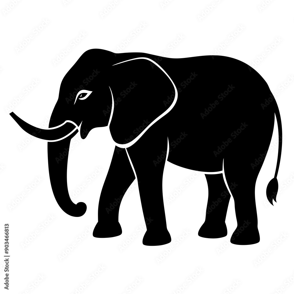 Fototapeta premium Elephant silhouette vector art illustration design