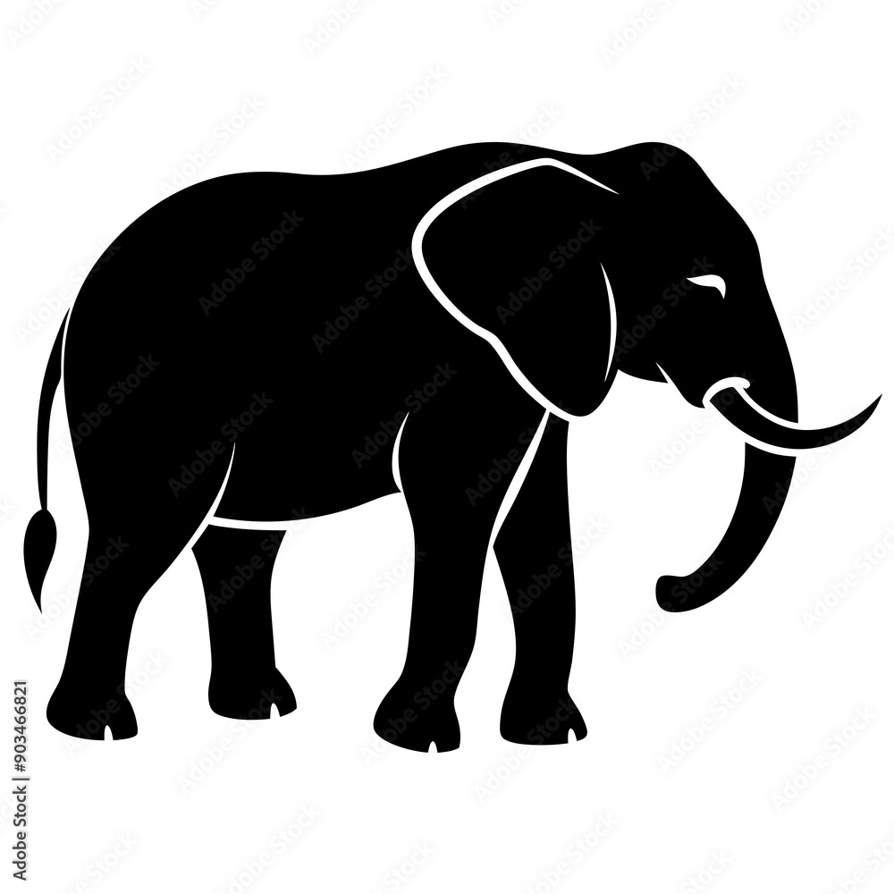 Fototapeta premium Elephant silhouette vector art illustration design