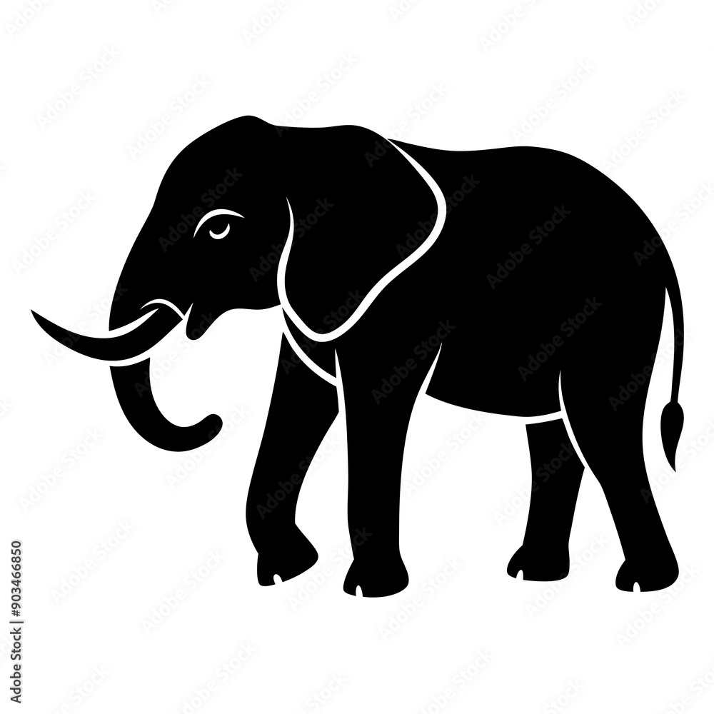 Fototapeta premium Elephant silhouette vector art illustration design