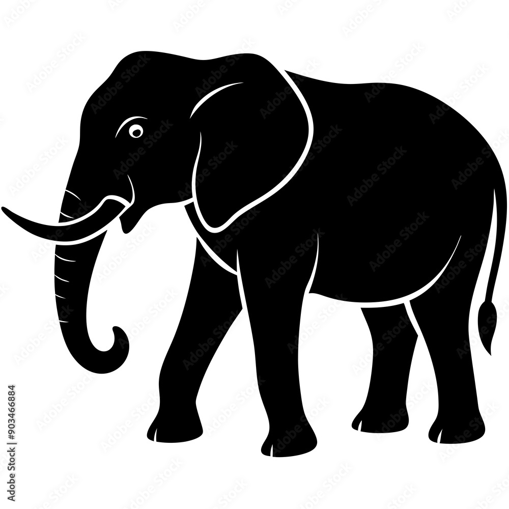 Fototapeta premium Elephant silhouette vector art illustration design