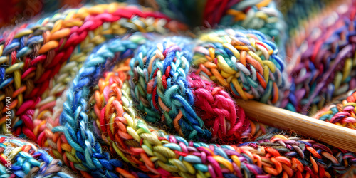 Knitting a colorful scarf activity