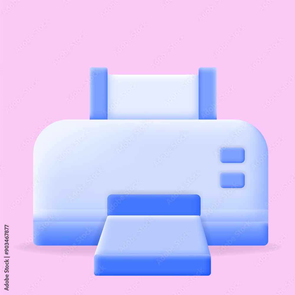 3D vector icon printer for office supplies, printing services and technology related websites 3D vector icon printer for office supplies, printing services and technology related websites