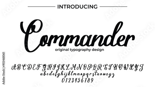 Commander Font Stylish brush painted an uppercase vector letters, alphabet, typeface