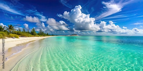 Fototapeta Naklejka Na Ścianę i Meble -  Crystal clear waters and white sandy beaches of Turks & Caicos Islands, Turks & Caicos, Caribbean, beach, coast