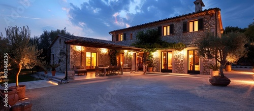 Stone House Illuminated at Dusk © gacor