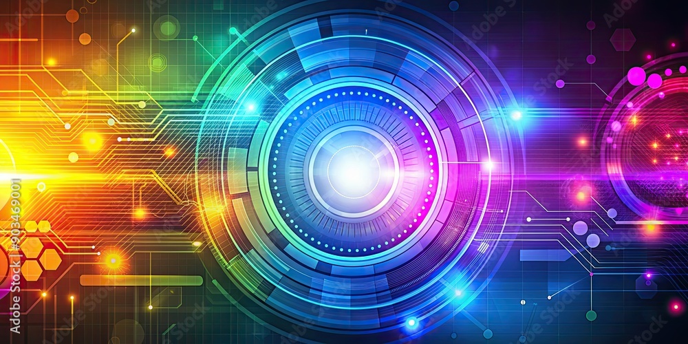 Obraz premium Abstract technology background with bright colors and realistic elements, Abstract, technology, background, bright