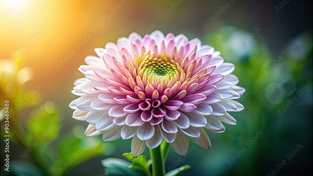 Fototapeta premium Close-up of a small chrysanthemum flower, chrysanthemum, small, close-up, delicate, petals, nature, blooming, floral, plant