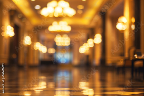  Blurred hotel lobby interior as abstract background with defocused effect