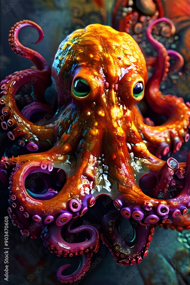 Obraz premium octopus mystic monster colorful fictional character