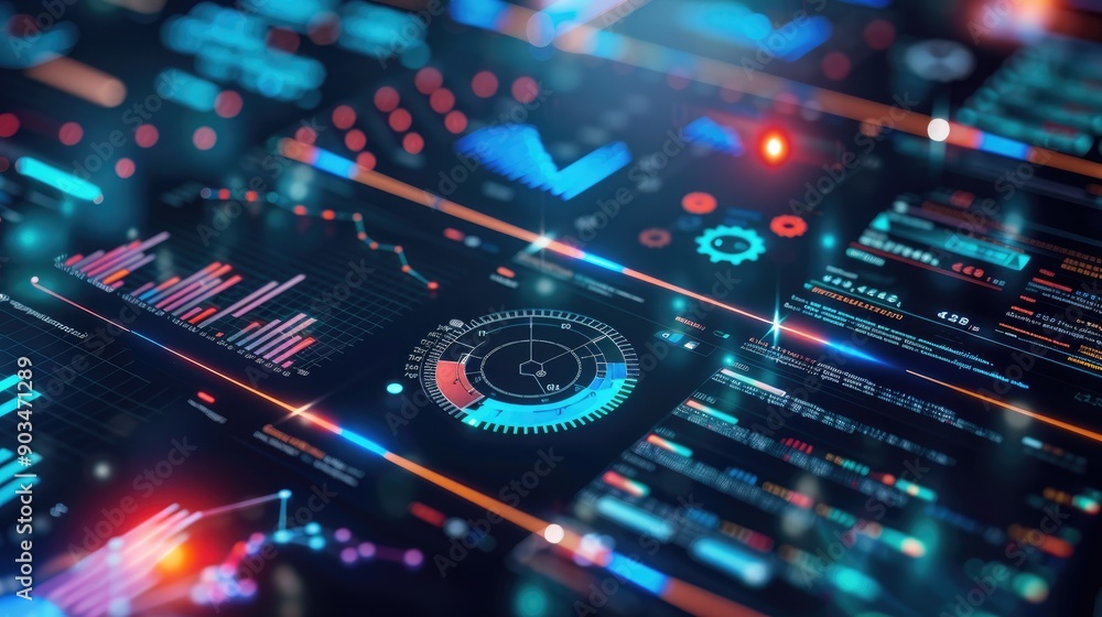 Digital marketing strategy layout with futuristic elements Digital marketing strategy layout with futuristic elements