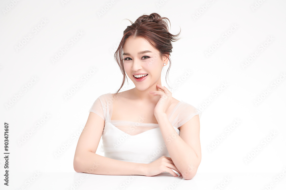 Beautiful young asian woman with clean fresh skin on white background, Face care, Facial treatment, Cosmetology, beauty and spa, Asian women portrait. Beautiful young asian woman with clean fresh skin on white background, Face care, Facial treatment, Cosmetology, beauty and spa, Asian women portrait.