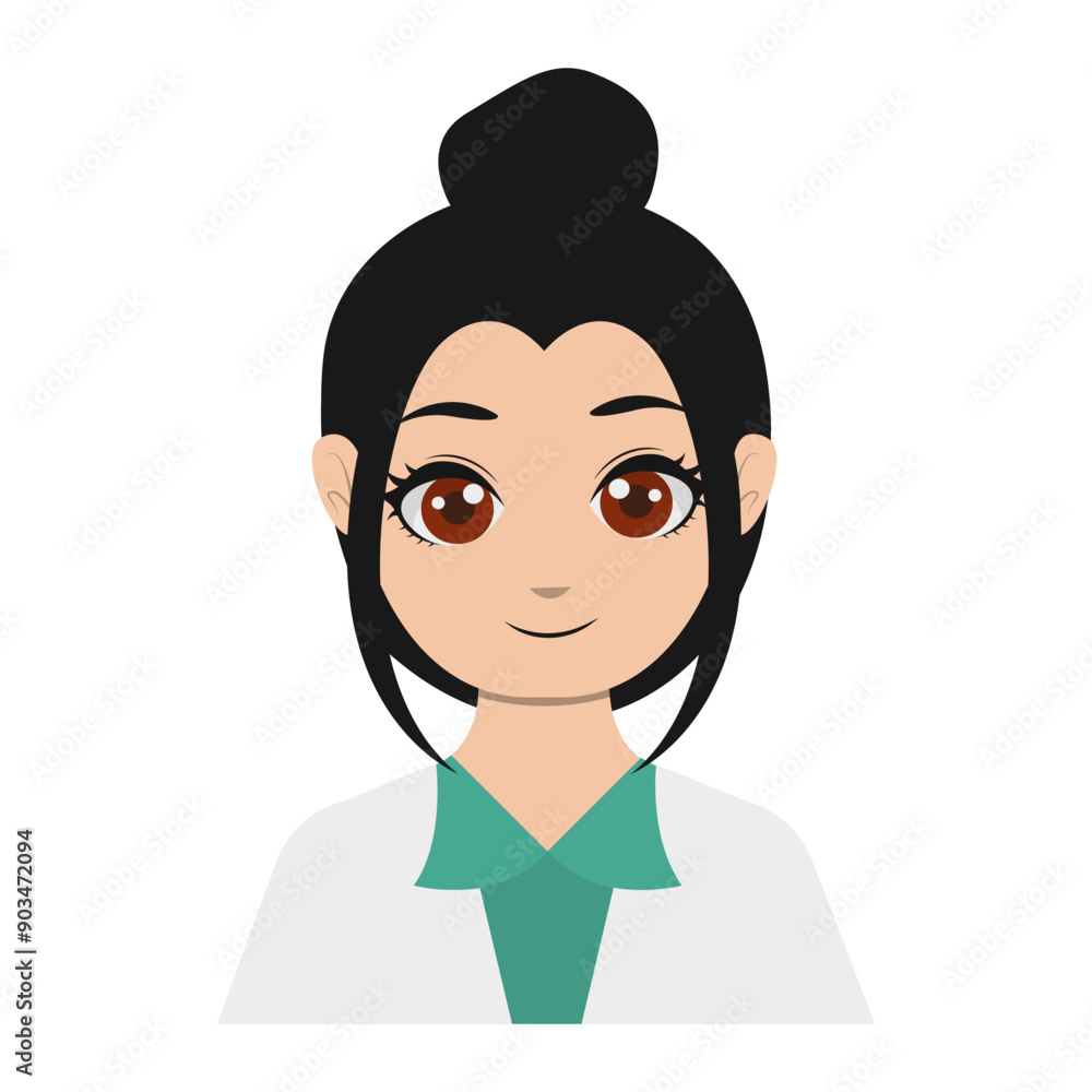 Cute Cartoon Woman Medical Staff Avatar. Vector Illustration Isolated on White Background Cute Cartoon Woman Medical Staff Avatar. Vector Illustration Isolated on White Background