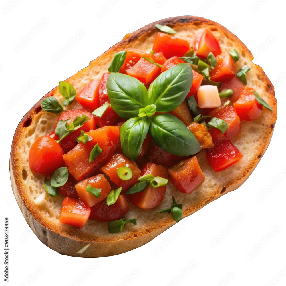 Bruscetta top view isolated on transparent background Bruscetta top view isolated on transparent background