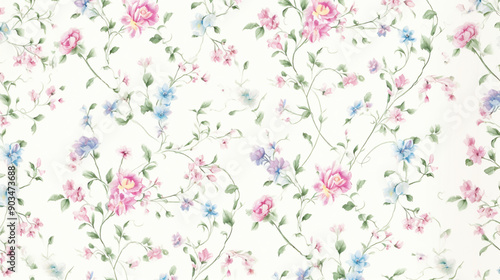a beautiful vintage pastel floral pattern on white background,  patterns, background, wallpaper.