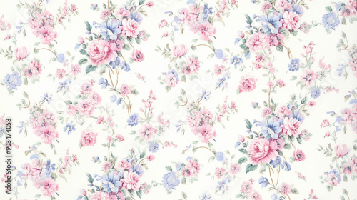 a beautiful vintage pastel floral pattern on white background,  patterns, background, wallpaper.