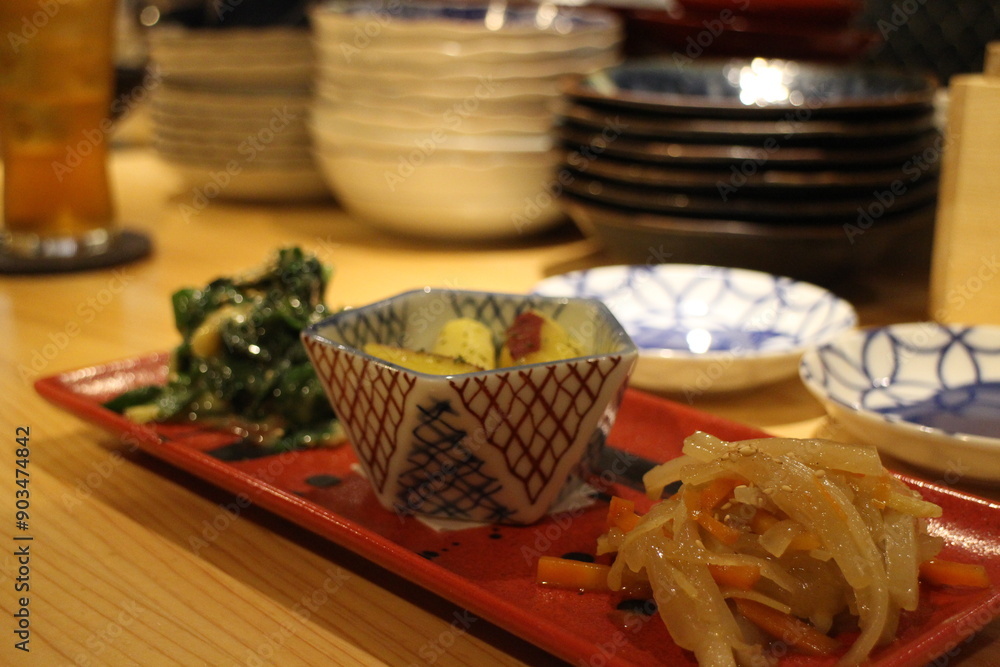 Obanzai (traditional style of Japanese cuisine native to Kyoto) in Kyoto, Japan Obanzai (traditional style of Japanese cuisine native to Kyoto) in Kyoto, Japan