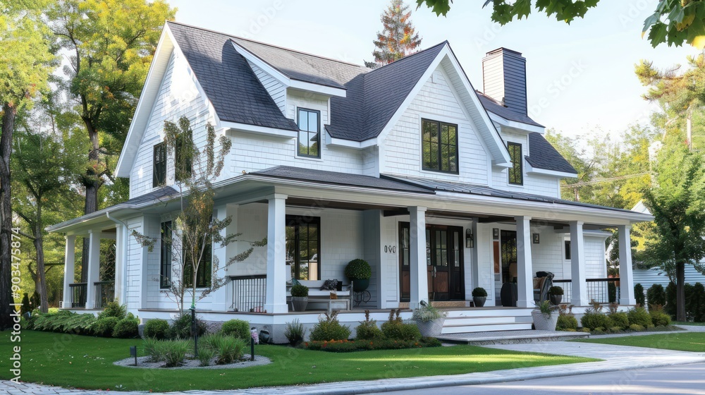 Beautiful White Farmhouse with Porch Beautiful White Farmhouse with Porch
