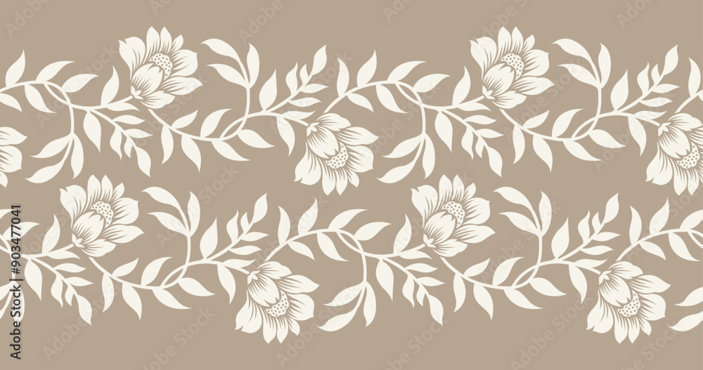 Vector seamless lacy floral border design Vector seamless lacy floral border design