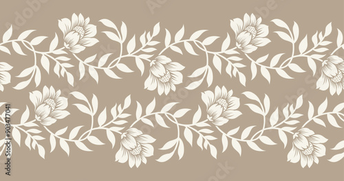 Vector seamless lacy floral border design
