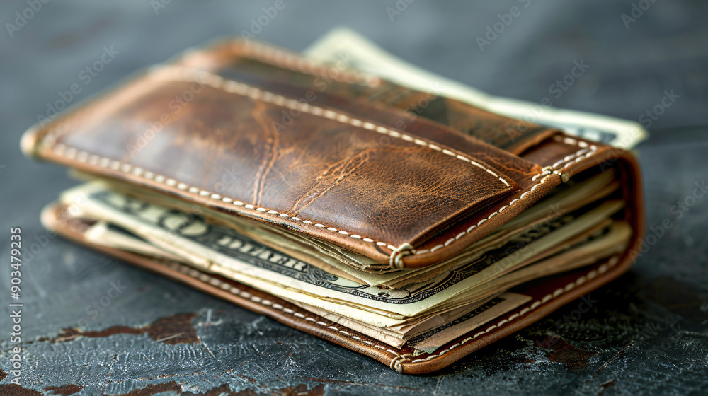 Financial Abundance: Overflowing Wallet with Cash