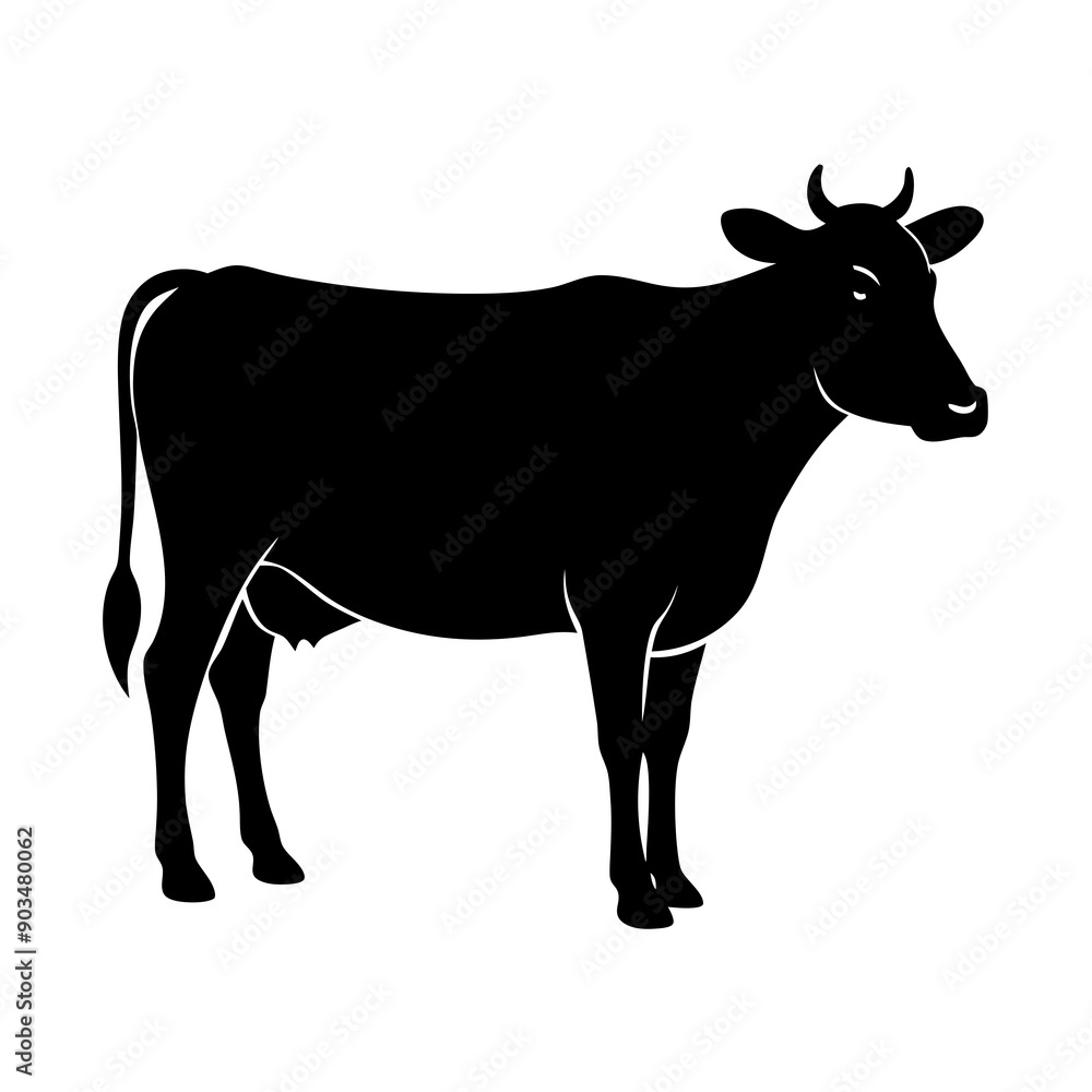 Cow silhouettes vector illustration. Black cows on a white background.