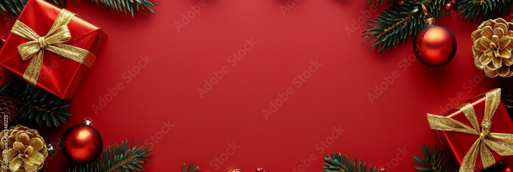 Festive Christmas banner web poster, header for website, colorful decorative decorations. Horizontal format New Year border poster. Xmas holiday background Festive Christmas banner web poster, header for website, colorful decorative decorations. Horizontal format New Year border poster. Xmas holiday background