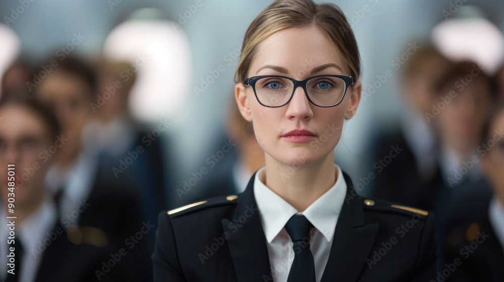 Confident and disciplined professional woman in formal business attire standing with a serious expression conveying a sense of authority and control as she provides instructions or guidance Confident and disciplined professional woman in formal business attire standing with a serious expression conveying a sense of authority and control as she provides instructions or guidance