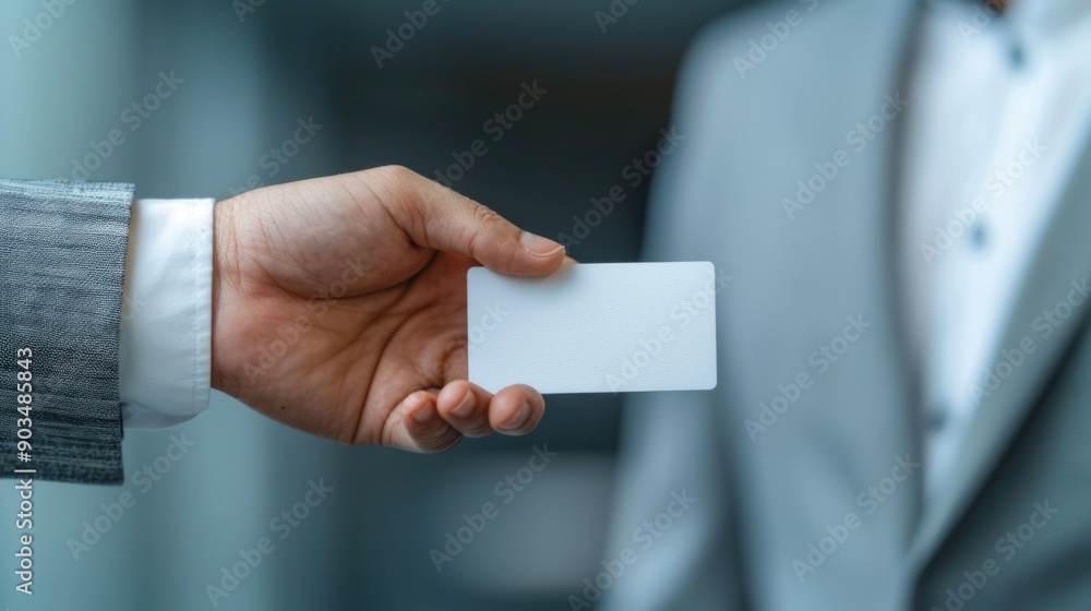 Corporate Identity Card Being Handed Over in Blurred Office Setting with Shallow Depth of Field Highlighting the Gesture of Sharing Professional Information Corporate Identity Card Being Handed Over in Blurred Office Setting with Shallow Depth of Field Highlighting the Gesture of Sharing Professional Information