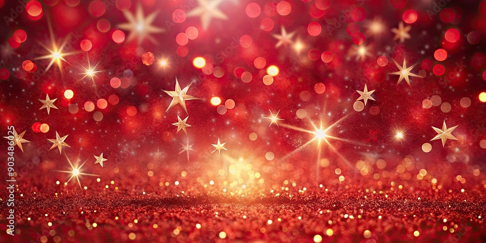 Sparkling red festive background with abstract Christmas bokeh, falling stars, and texture , holiday, lights, bright Sparkling red festive background with abstract Christmas bokeh, falling stars, and texture , holiday, lights, bright