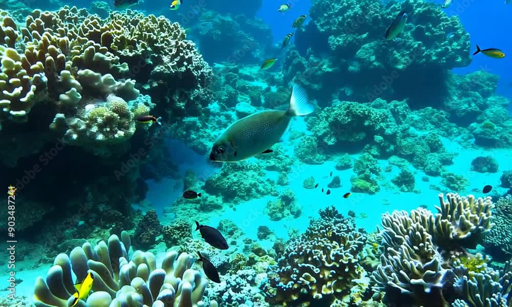 : A coral atoll with clear turquoise water, teeming with diverse marine life. : A coral atoll with clear turquoise water, teeming with diverse marine life.