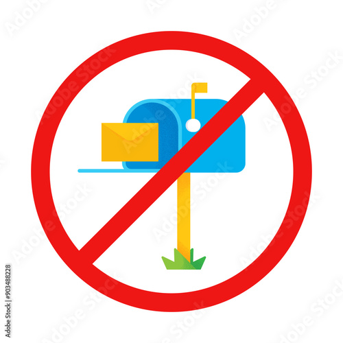 No Mail Sign on White Background