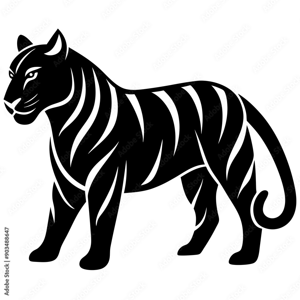 Black tiger silhouettes vector illustration template Black tiger silhouettes vector illustration template