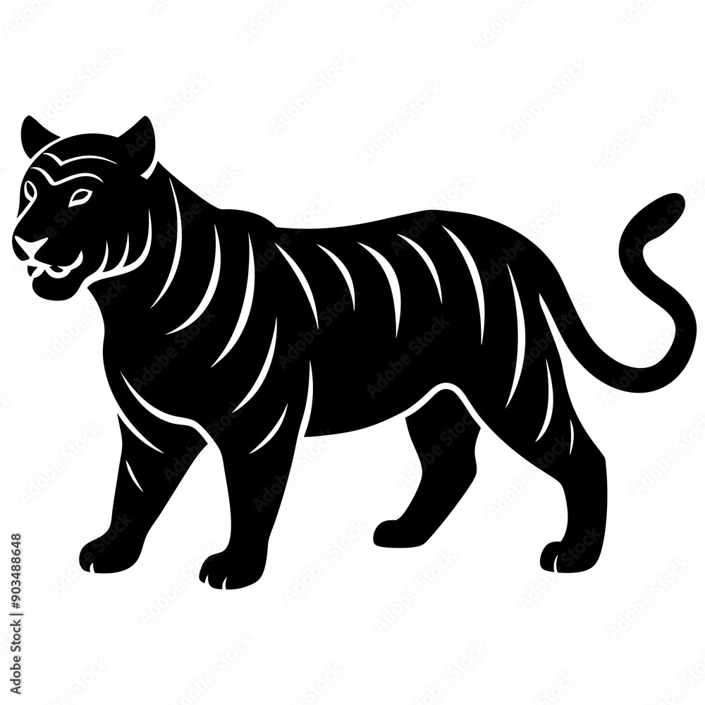 Black tiger silhouettes vector illustration template Black tiger silhouettes vector illustration template