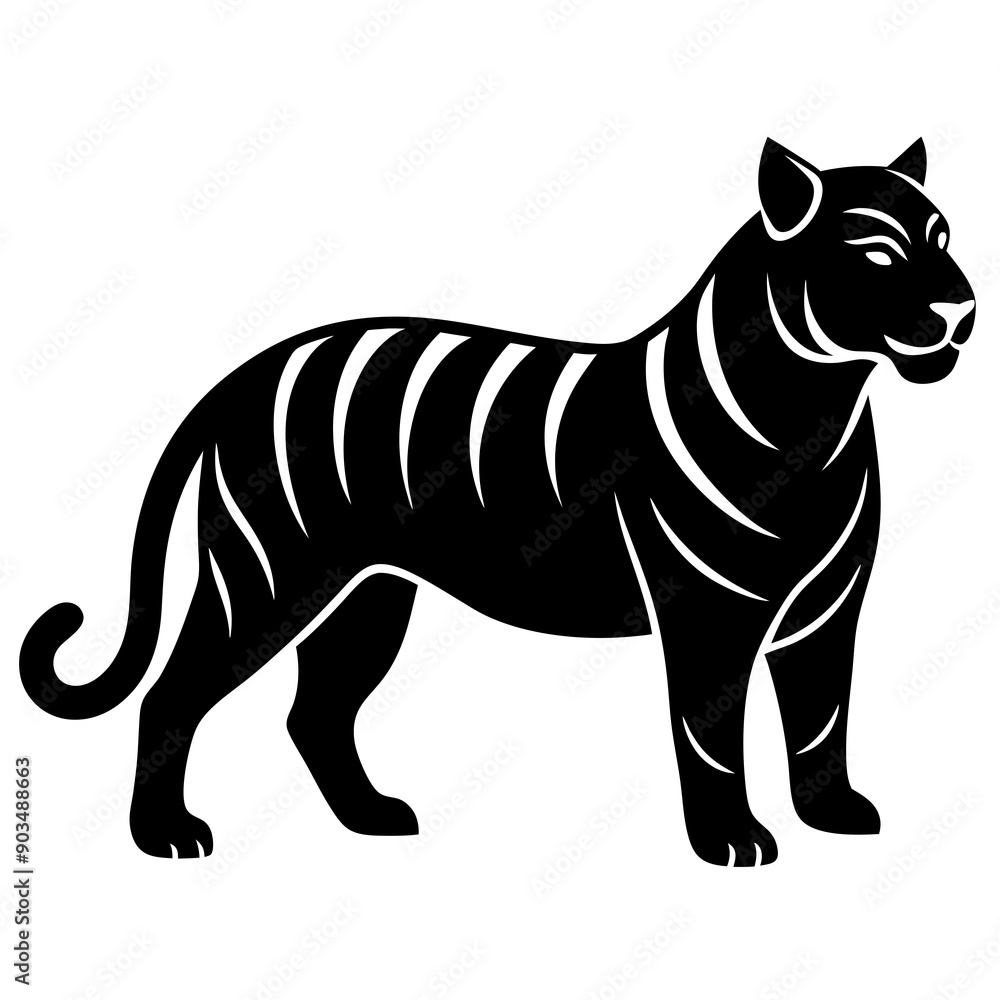Black tiger silhouettes vector illustration template Black tiger silhouettes vector illustration template