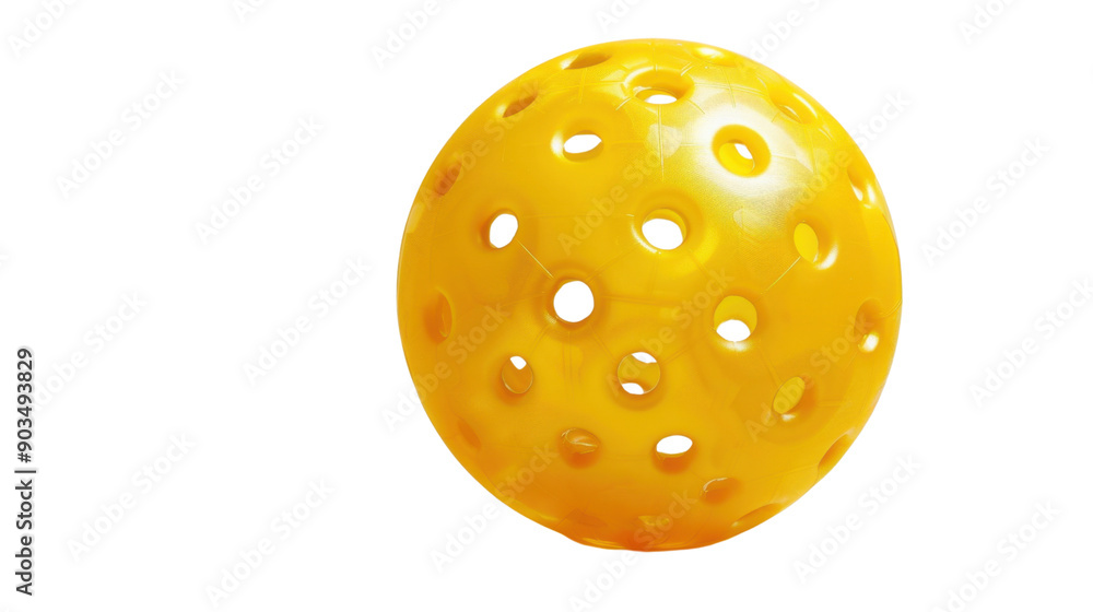 Yellow pickleball on transparent background Yellow pickleball on transparent background