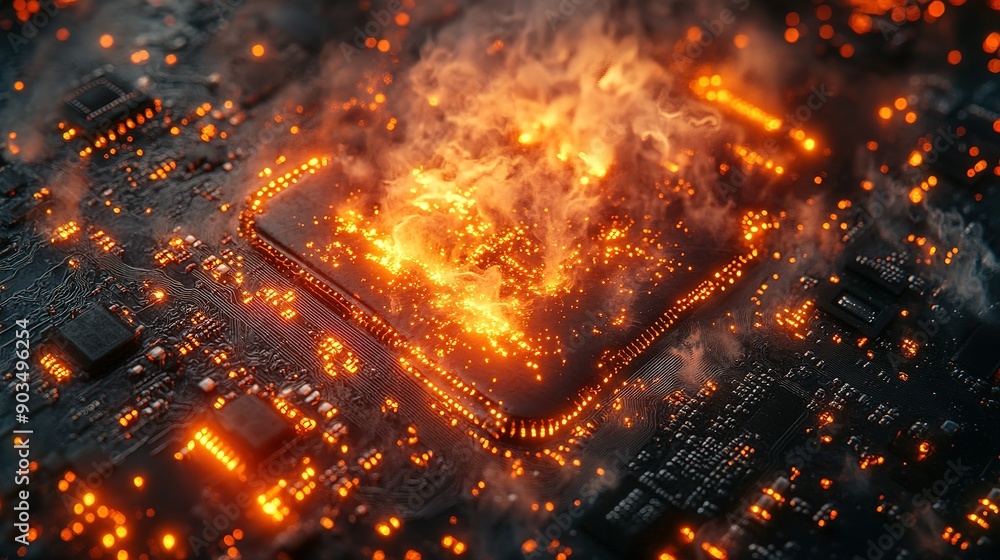 Fototapeta premium Cybersecurity and Tech Outage: Understanding IT Crashes, Global System Failures, and Hardware/Software Errors