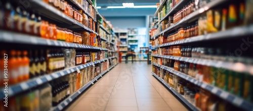 Wallpaper Mural Grocery Store Aisle with Blurred Products Torontodigital.ca