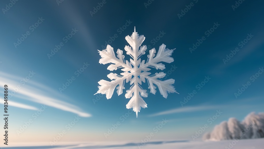 Serene winter wonderland with snow-kissed trees under a vast, clear blue sky Serene winter wonderland with snow-kissed trees under a vast, clear blue sky